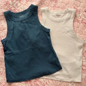 Old Navy Women's Tank Tops - Navy and Cream